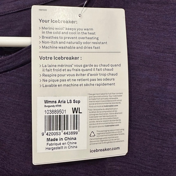 NWT Icebreaker Merino Aria Scoop Long Sleeve Top (Large) - Picture 4 of 7